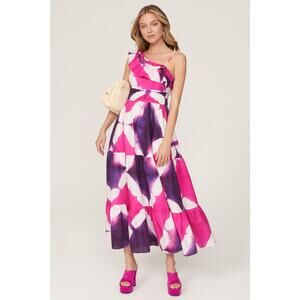 Busayo pink purple Tie Dye One Shoulder Dress sz 10